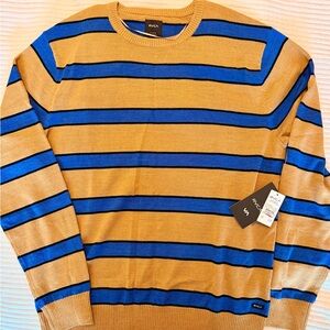 RVCA Men's Sweater with Blue and Tan Stripes